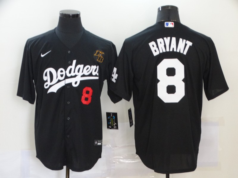 Men's Los Angeles Dodgers #8 Kobe Bryant Black 2020 KB Patch Cool Base Stitched Jersey
